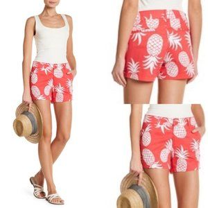 Tori Richard Coral Shorts with White Pineapple Print